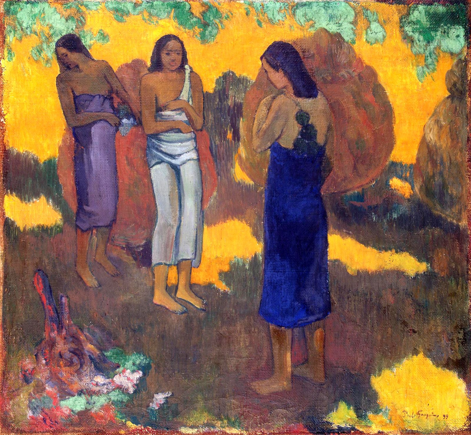 Поль Гоген - Три таитянки на желтом фоне